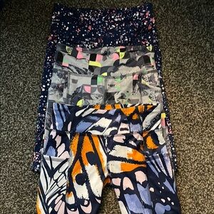 Colorful Kids Leggings Set. 2 full length leggings and 1 biker shorts.